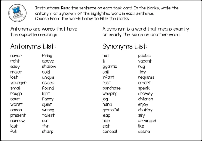 Synonyms And Antonyms 近反义词方法进行英语词汇记忆 练习册