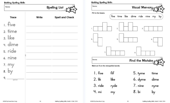Evan Moor 拼写练习册 Building Spelling Skills全套 建立拼写技能